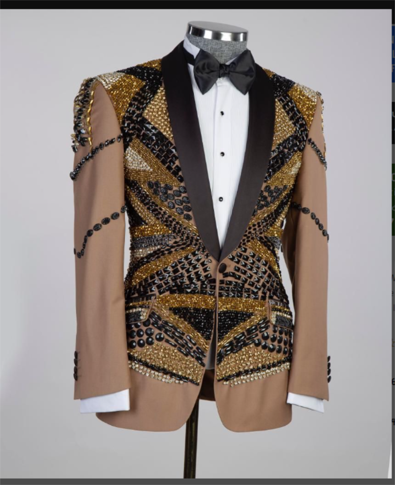 Khaki Formal Wear Men - Crystals Khaki Men Suit Set 2