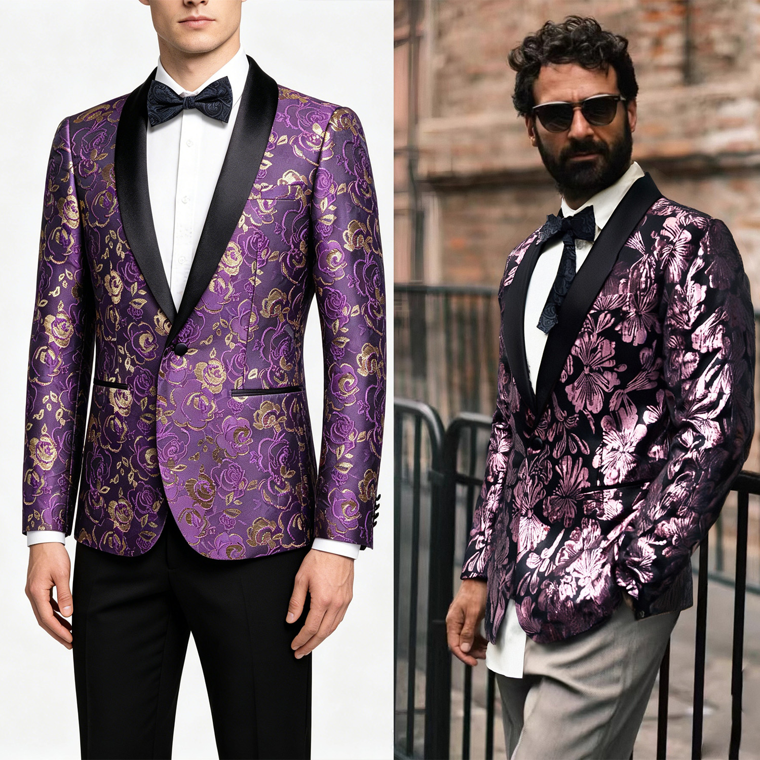 Men'S Formal Wear Without Jacket - Single Breasted Floral Pattern (Without Bowtie