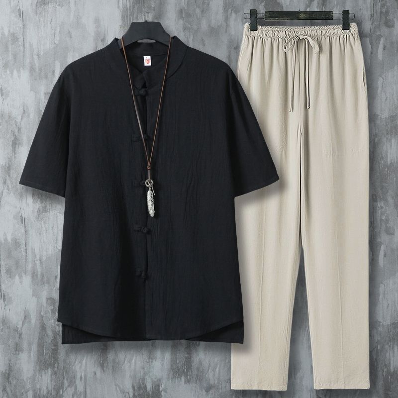 Men'S Ethnic & Formal Designer Wear Studio S - Men's Ethnic Style Linen Shirt Set
