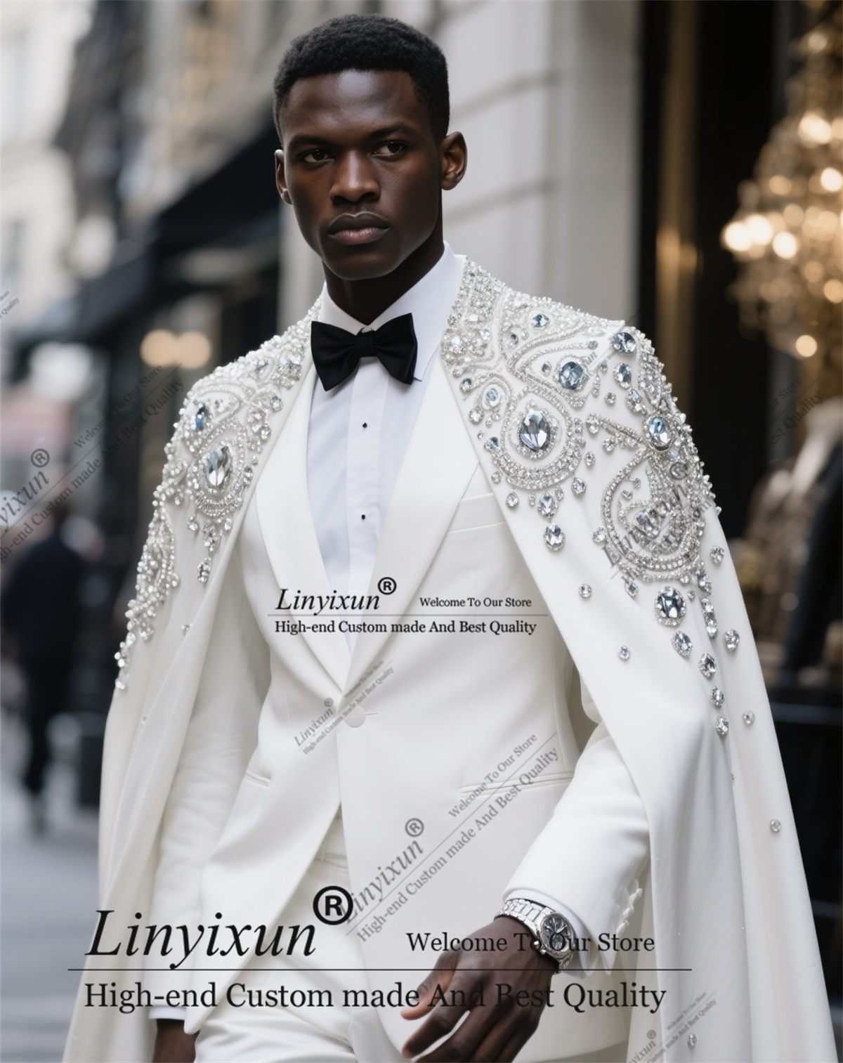 High End Men'S Formal Wear - High-end Fashion Diamond Men Suit Beaded