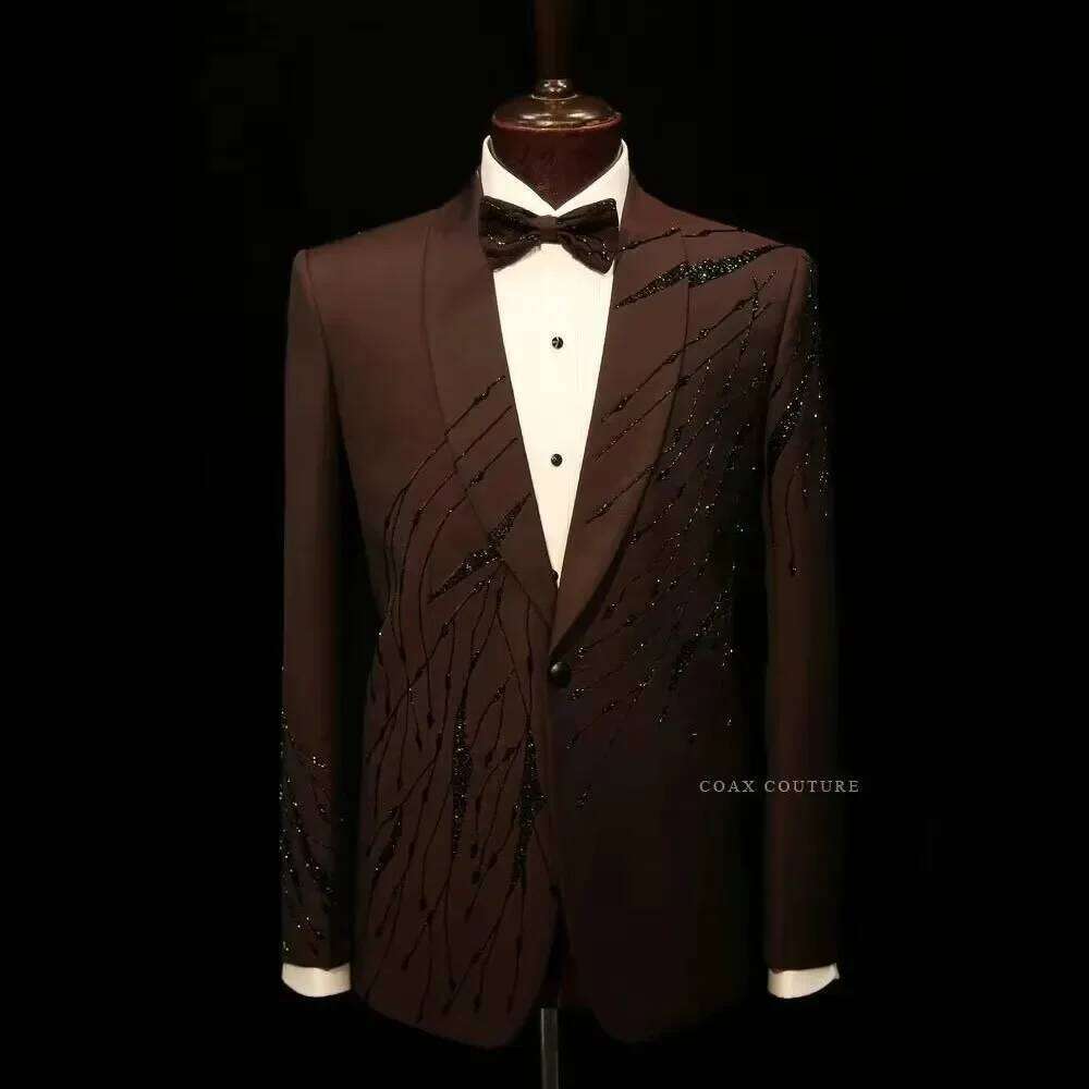 Brown High-End Formal Men Suit - High End Men'S Formal Wear ulasan dan harga