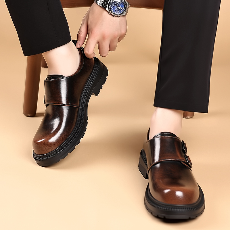 Retro Brown Men's Leather Casu - High End Men'S Formal Wear ulasan dan harga