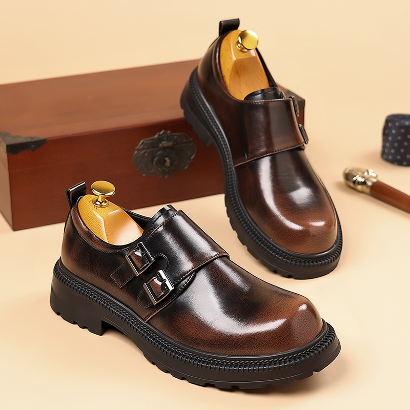 Retro Brown Men's Leather Casu - High End Men'S Formal Wear ulasan dan harga