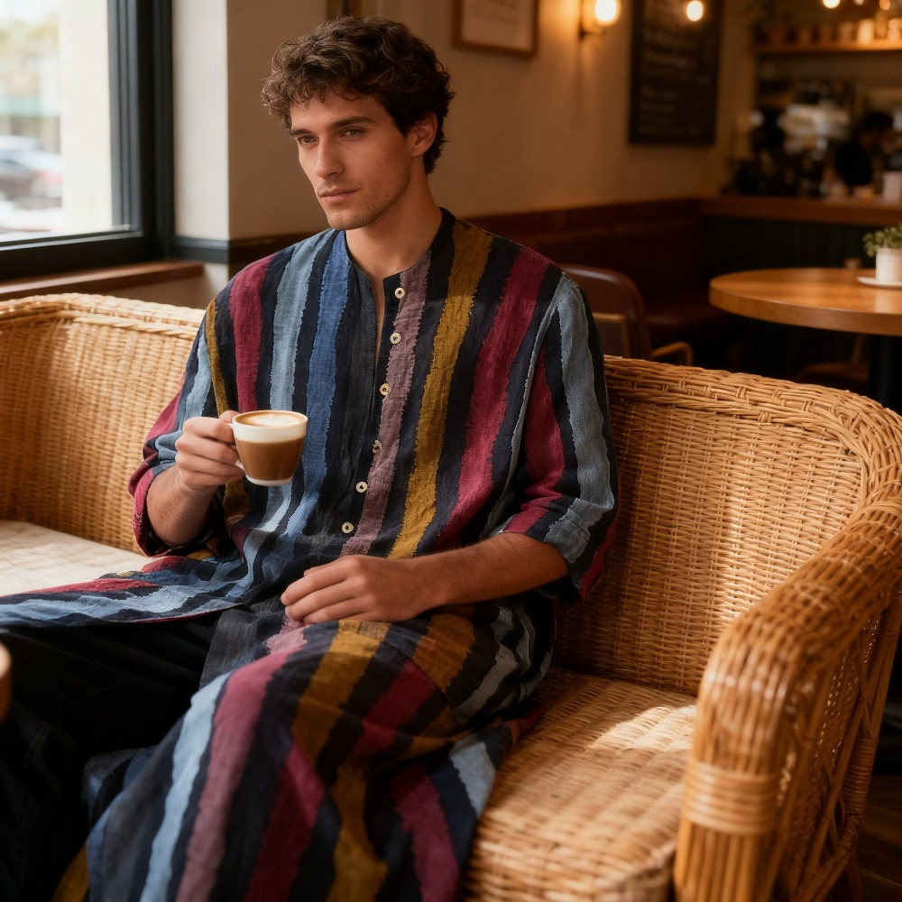 2026 New Striped Printed Musli - Arabic Formal Wear Men ulasan dan harga
