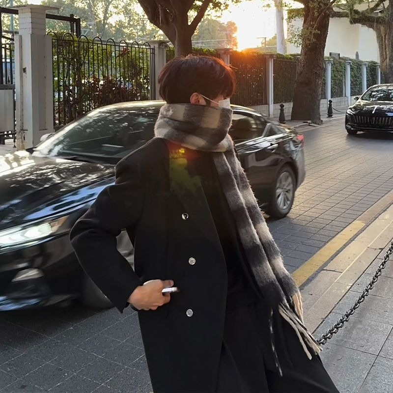 Korean Inspired Men's Wool Ove - High End Men'S Formal Wear ulasan dan harga