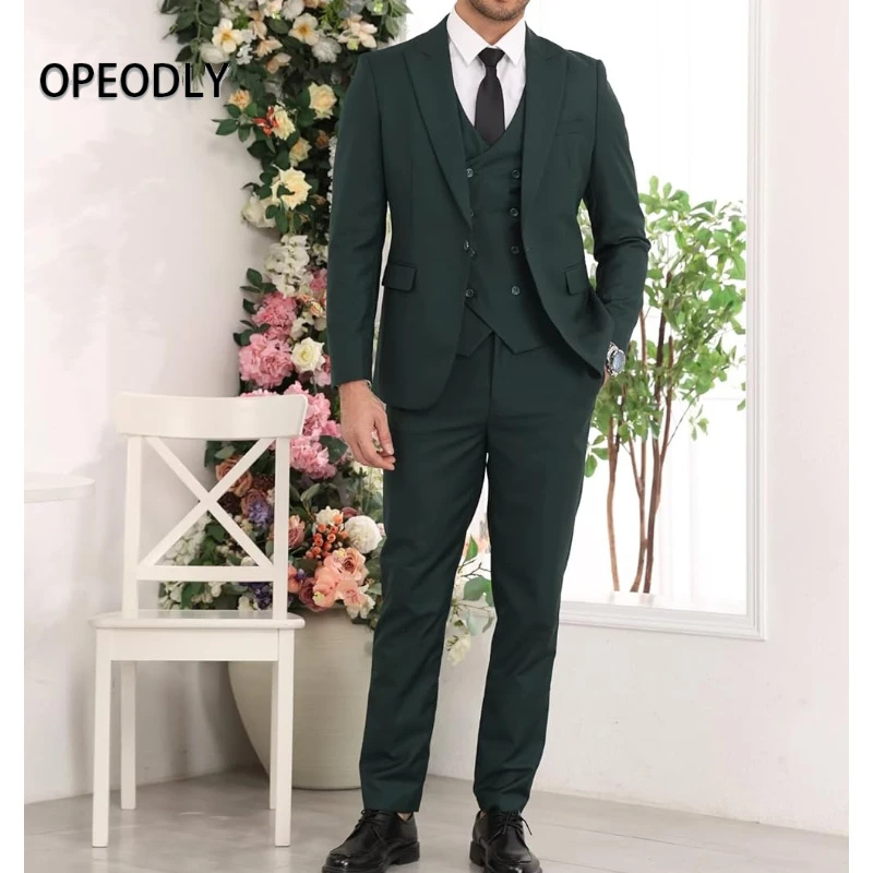 OPEODLY Men 3 Piece Suit Slim  - Men'S Formal Dinner Wear ulasan dan harga
