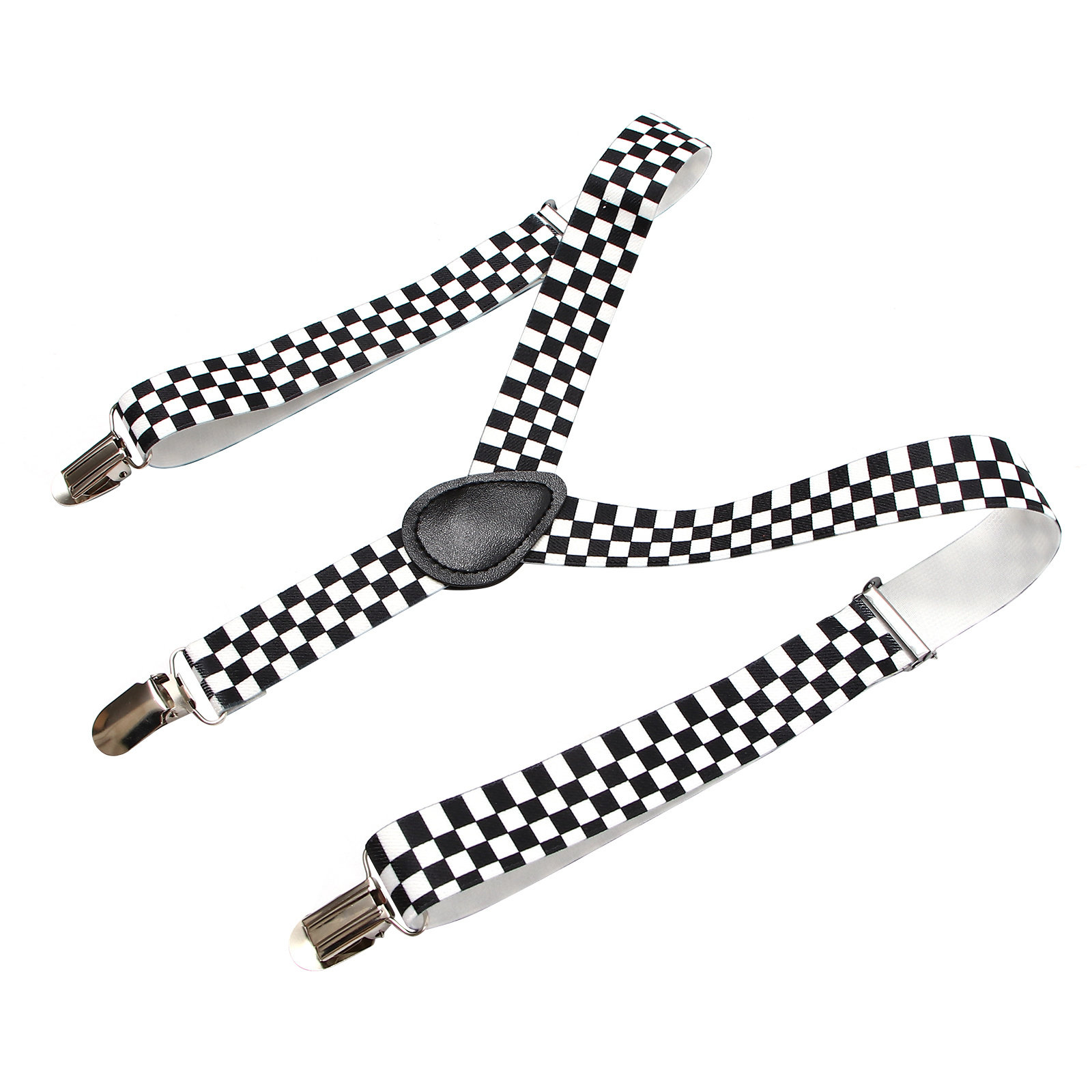 Black White Checkered Clip-on  - Suspender Clip Formal ulasan dan harga