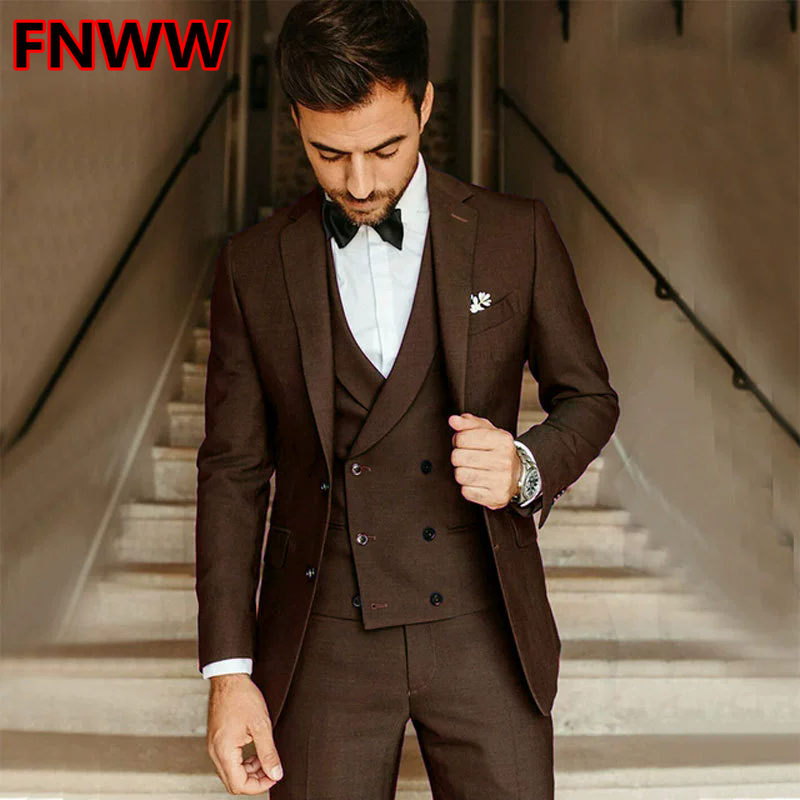 Men's Slim Fit Three-Piece Sui - High End Men'S Formal Wear ulasan dan harga