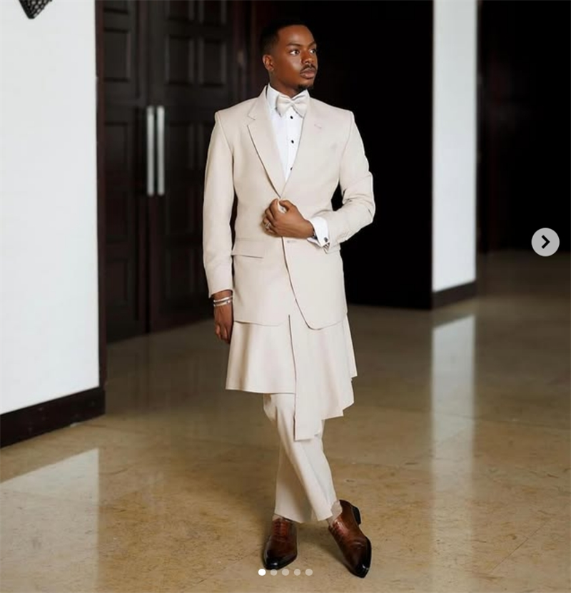Beige Men Suit Set 2 Piece Bla - Arabic Formal Wear Men ulasan dan harga