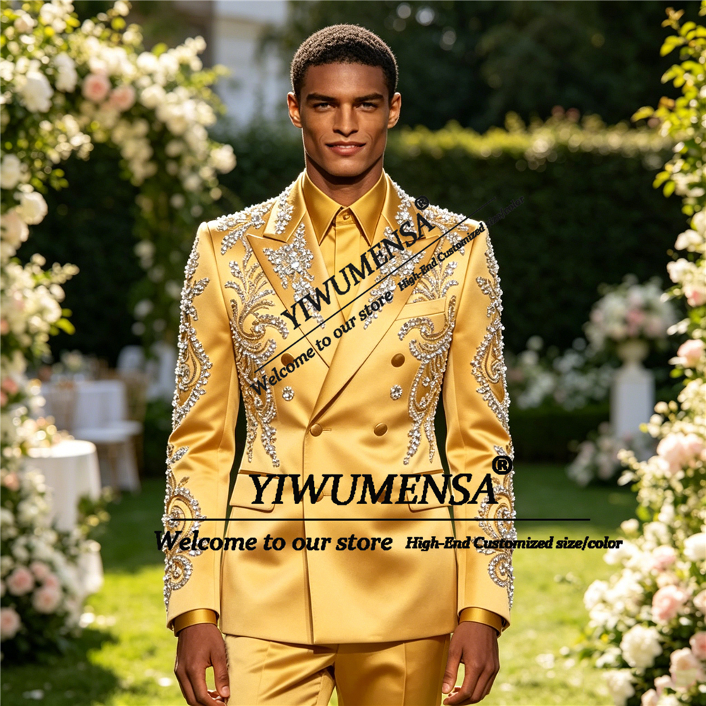 Sparkly Satin Suit Men Formal  - High End Men'S Formal Wear ulasan dan harga