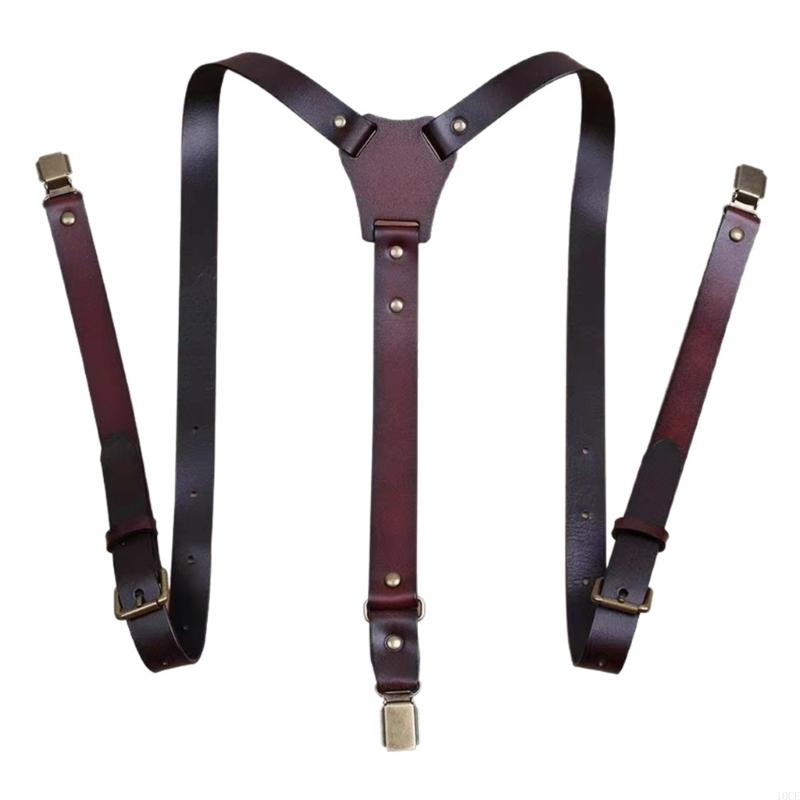 Mens PU Leather Suspenders Wit - Suspender Clip Formal ulasan dan harga