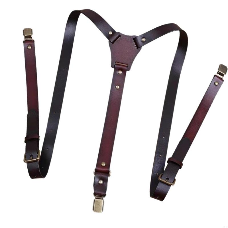 Mens PU Leather Suspenders Wit - Suspender Clip Formal ulasan dan harga