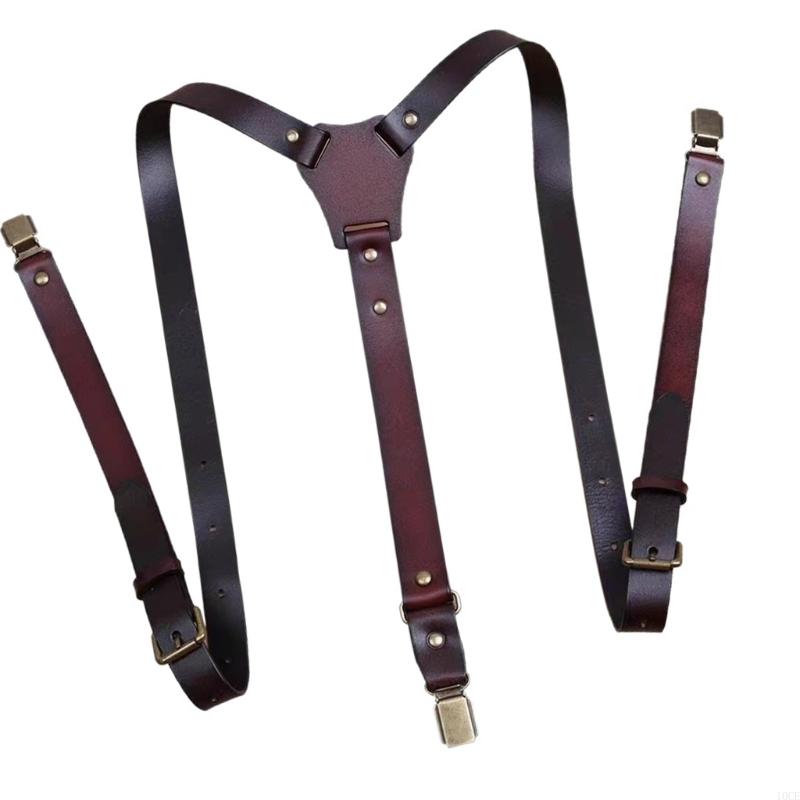 Mens PU Leather Suspenders Wit - Suspender Clip Formal ulasan dan harga